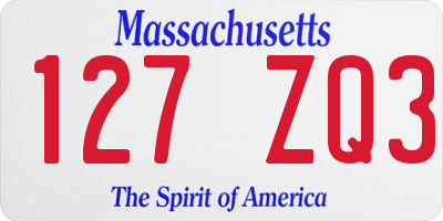 MA license plate 127ZQ3