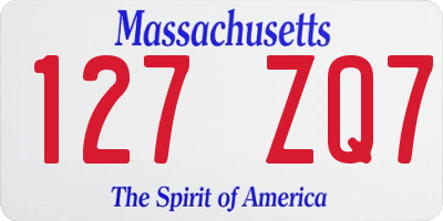 MA license plate 127ZQ7