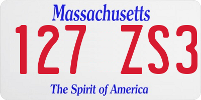 MA license plate 127ZS3