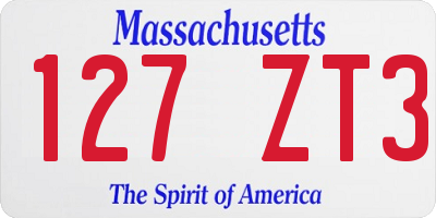 MA license plate 127ZT3