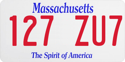 MA license plate 127ZU7