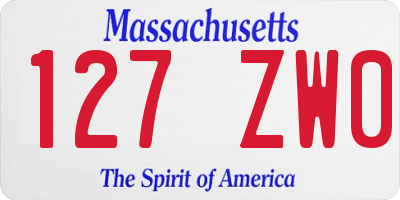 MA license plate 127ZW0