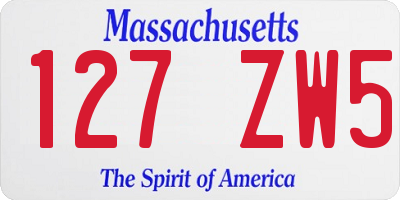 MA license plate 127ZW5