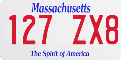 MA license plate 127ZX8
