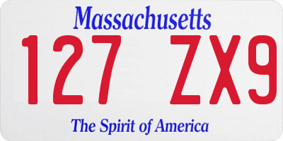 MA license plate 127ZX9