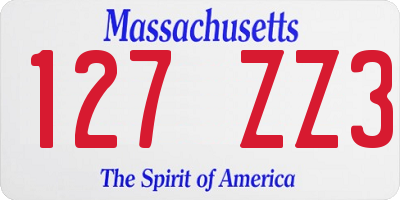 MA license plate 127ZZ3