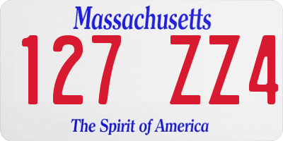 MA license plate 127ZZ4