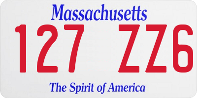 MA license plate 127ZZ6