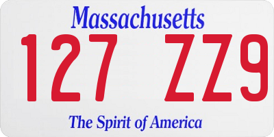 MA license plate 127ZZ9