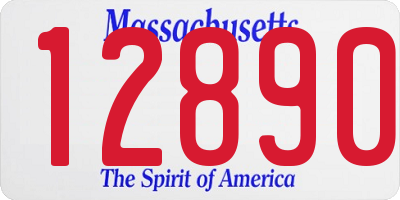 MA license plate 12890