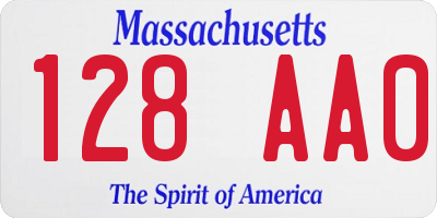 MA license plate 128AA0