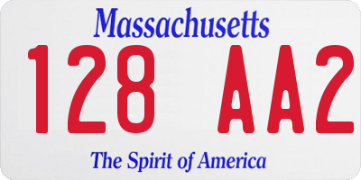 MA license plate 128AA2
