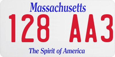 MA license plate 128AA3