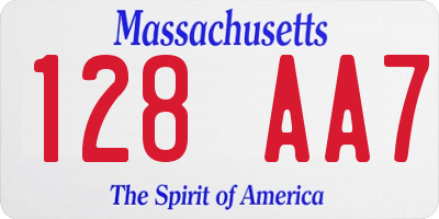 MA license plate 128AA7