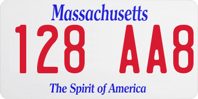 MA license plate 128AA8