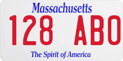 MA license plate 128AB0