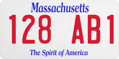 MA license plate 128AB1