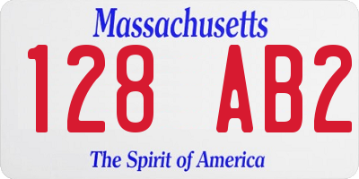 MA license plate 128AB2