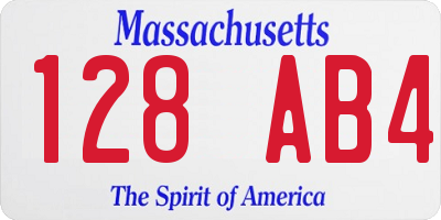MA license plate 128AB4
