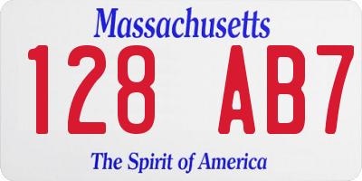 MA license plate 128AB7