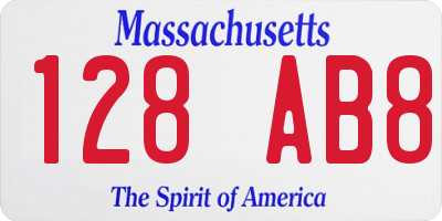 MA license plate 128AB8