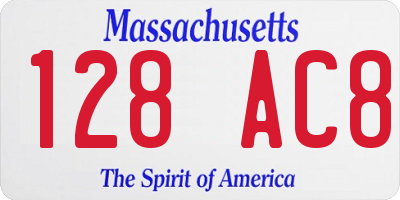 MA license plate 128AC8