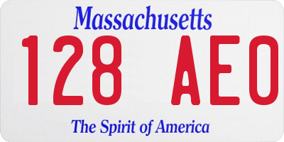 MA license plate 128AE0
