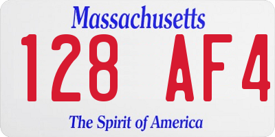 MA license plate 128AF4