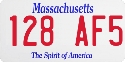 MA license plate 128AF5