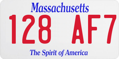 MA license plate 128AF7