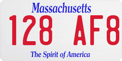 MA license plate 128AF8
