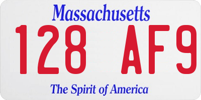 MA license plate 128AF9