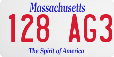 MA license plate 128AG3