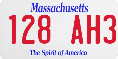 MA license plate 128AH3