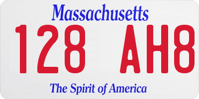MA license plate 128AH8