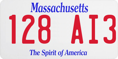 MA license plate 128AI3
