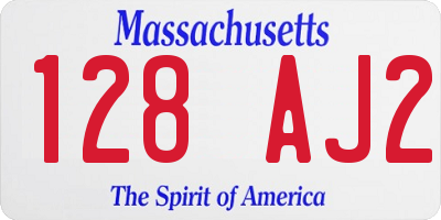 MA license plate 128AJ2