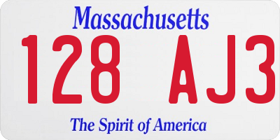 MA license plate 128AJ3