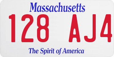 MA license plate 128AJ4