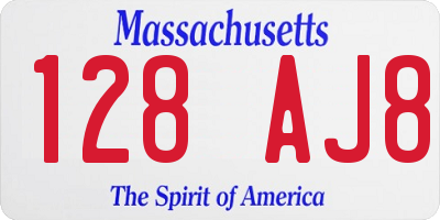 MA license plate 128AJ8