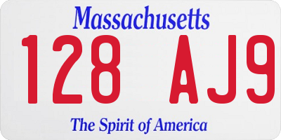 MA license plate 128AJ9