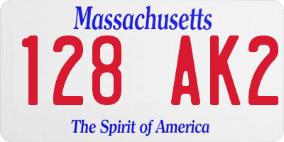 MA license plate 128AK2