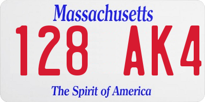 MA license plate 128AK4