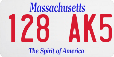 MA license plate 128AK5