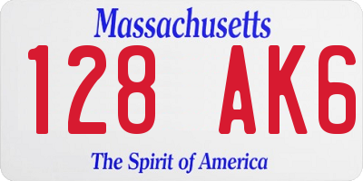 MA license plate 128AK6