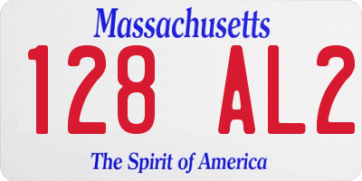MA license plate 128AL2