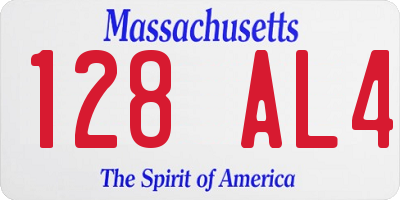 MA license plate 128AL4