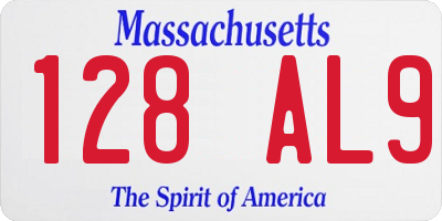 MA license plate 128AL9