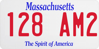 MA license plate 128AM2
