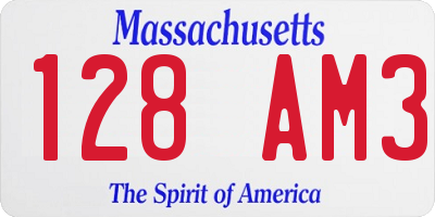 MA license plate 128AM3